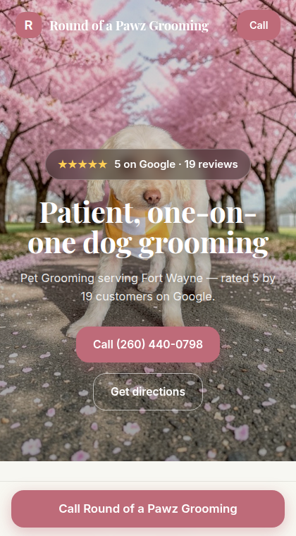 Sample website built for Round of a Pawz Grooming